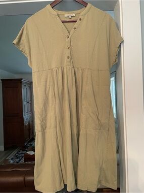 Dolman Short-Sleeve Sage Green Mini Dress